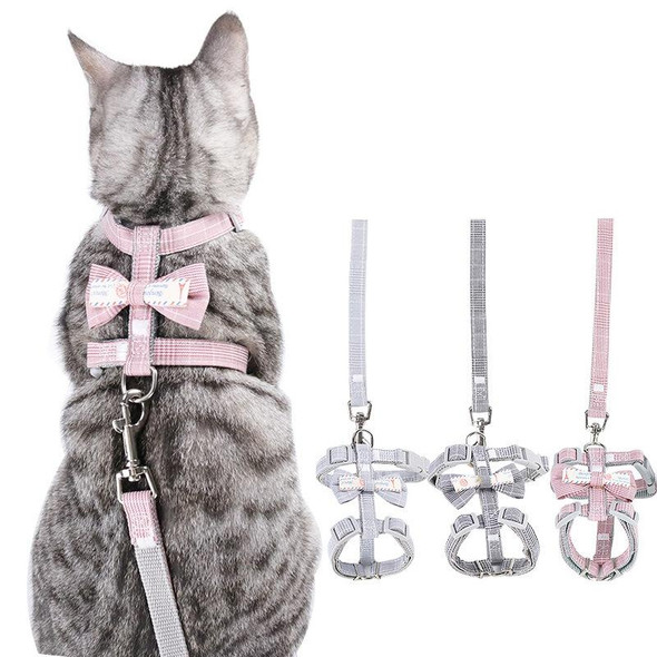 2 PCS Bow-knot Anti-breakaway Adjustable Cat Leash L(Pink)