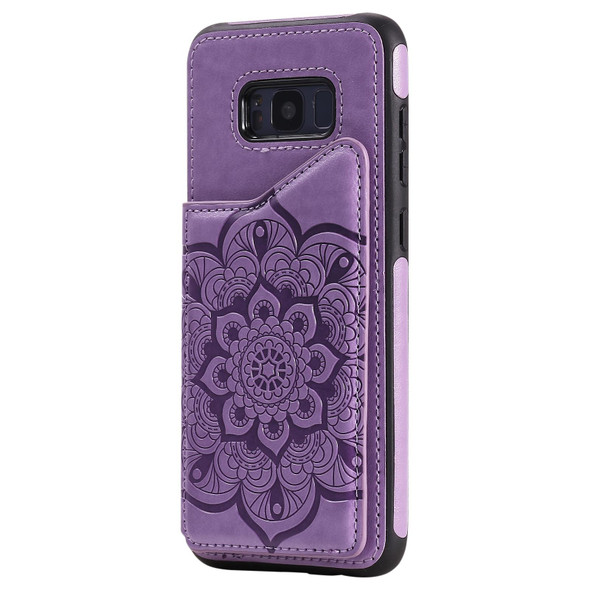 Samsung Galaxy S8 Plus Flower Embossing Pattern Shockproof Protective Case with Holder & Card Slots & Photo Frame(Purple)