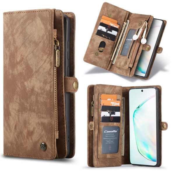Galaxy S20 Ultra CaseMe Detachable Multifunctional Horizontal Flip Leather Case, with Card Slot & Holder & Zipper Wallet & Photo Frame(Brown)