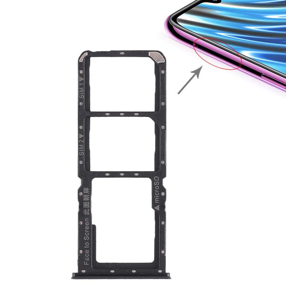 2 x SIM Card Tray + Micro SD Card Tray for OPPO A7x / F9 / F9 Pro / Realme 2 Pro(Black)