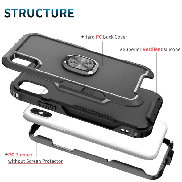 3 in 1 PC + TPU Phone Case with Ring Holder - iPhone X & XS(Black)