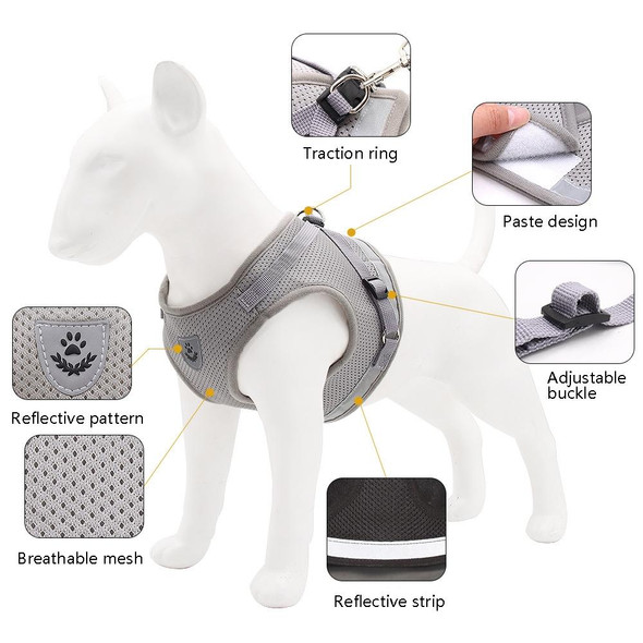 BL-844 Pet Chest Straps Reflective Breathable Dog Rope, Size: S(Silver Gray)