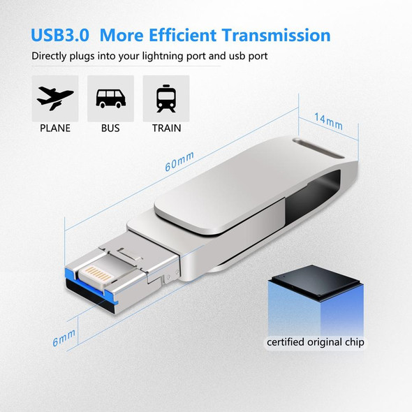 16 GB USB 3.0 + 8 Pin + USB-C / Type-C 3 in 1 Phone Computer Metal Rotatable U-Disk(Black)