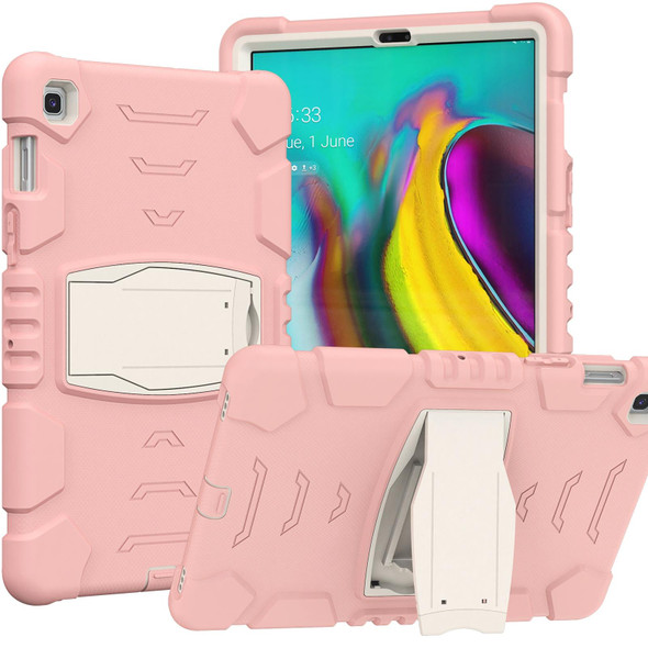 3-Layer Protection Screen Frame + PC + Silicone Shockproof Combination Case with Holder - Samsung Galaxy Tab S5e T720(Cherry Blossoms Pink)
