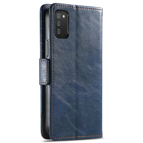 Samsung Galaxy A03s CaseNeo Business Splicing Dual Magnetic Buckle Horizontal Flip PU Leather Case with Holder & Card Slots & Wallet(Blue)