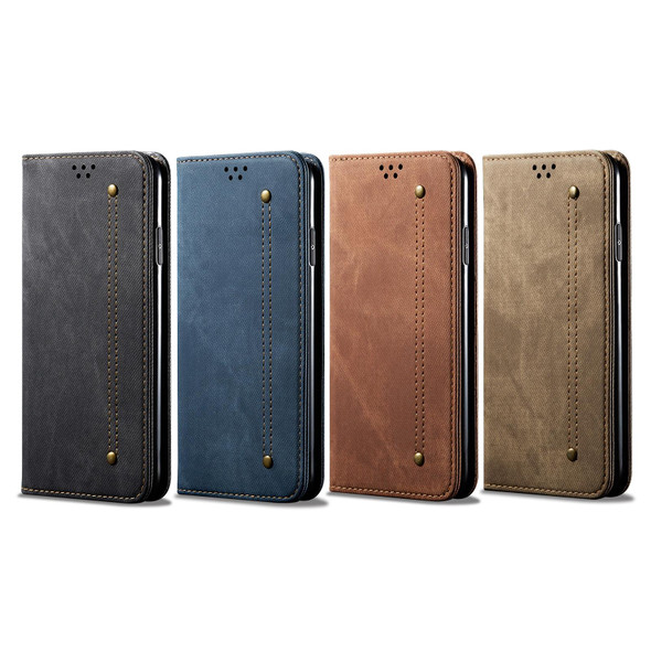 vivo S15 Pro Denim Texture Casual Style Horizontal Flip Leather Case(Brown)