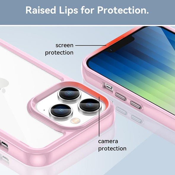 Colorful Series Acrylic + TPU Phone Case - iPhone 14 Pro (Pink)