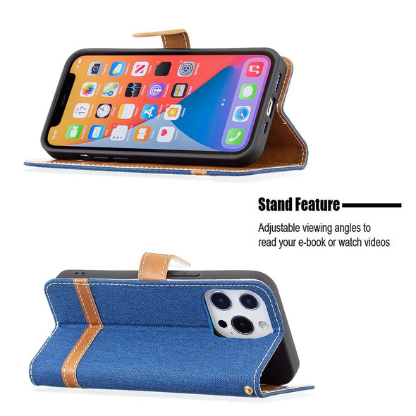 Color Matching Denim Texture Horizontal Flip Leatherette Case with Holder & Card Slots & Wallet & Lanyard - iPhone 13 Pro Max(Royal Blue)