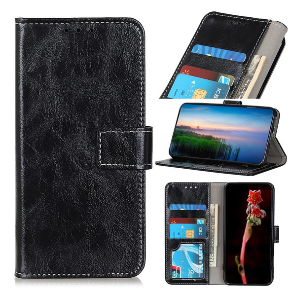 Alcatel 1SE 2020 Retro Crazy Horse Texture Horizontal Flip Leatherette Case with Holder & Card Slots & Photo Frame & Wallet(Black)