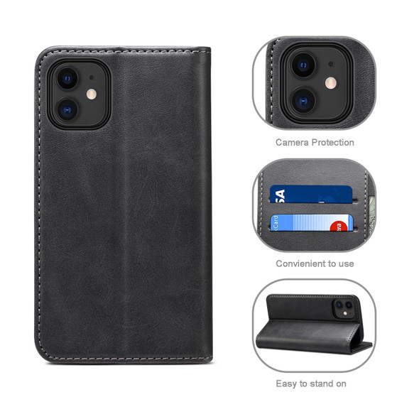 Calf Texture Horizontal Flip Leatherette Case with Holder & Card Slots & Wallet - iPhone 12 mini(Black)