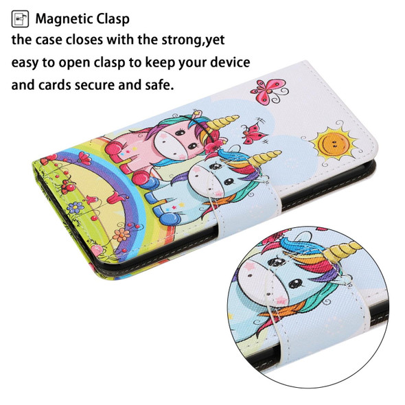 Coloured Drawing Pattern Horizontal Flip PU Leatherette Case with Holder & Card Slots & Wallet & Lanyard - iPhone 11 Pro(Couple Unicorn)