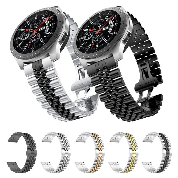 22mm - Samsung Galaxy Watch 3 45mm Five Beads Steel Watch Band(Black)