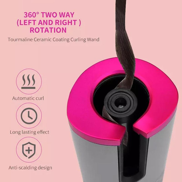 USB Charging Automatic Hair Curler Portable Mini Wireless Multi-function Curling Iron with LCD Display (Pink)
