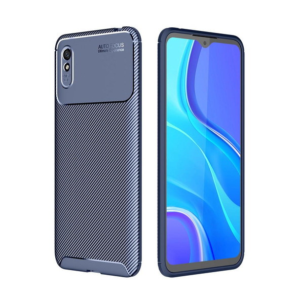 Xiaomi Redmi 9A Carbon Fiber Texture Shockproof TPU Case(Blue)