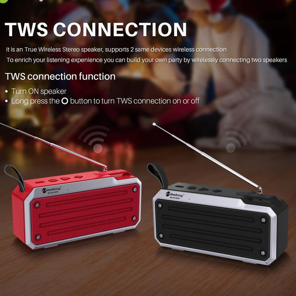 NewRixing NR4018FM TWS Portable Stereo Bluetooth Speaker, Support TF Card / FM / 3.5mm AUX / U Disk / Hands-free Call(Blue)