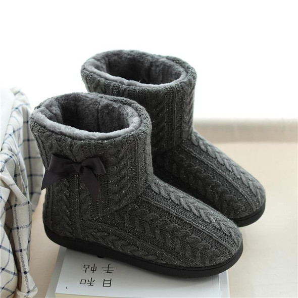 Winter Home Boots Thick-Soled Non-Slip Cotton Slippers, Size: 39-40(Gray)