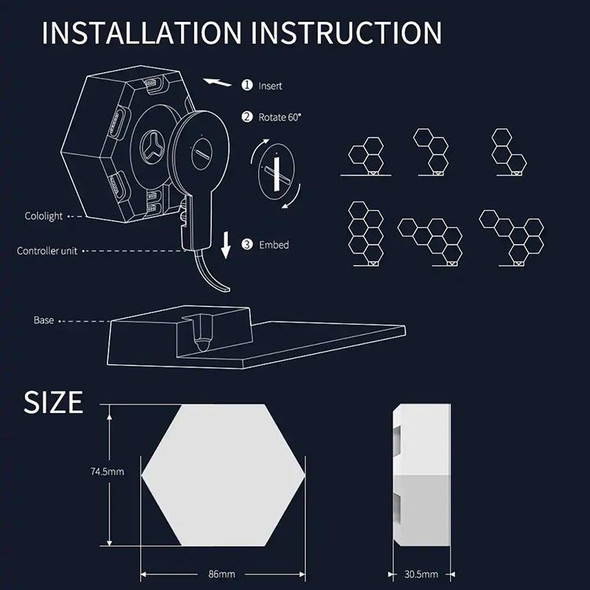 3 PCS / Set LifeSmart Creative Geometry Assembly Quantum Light with Base, Smart APP Control / Voice Control