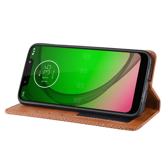 Magnetic Buckle Retro Texture Horizontal Flip Leather Case for Motorola Moto G7 Play (EU Version), with Holder & Card Slots & Wallet (Brown)