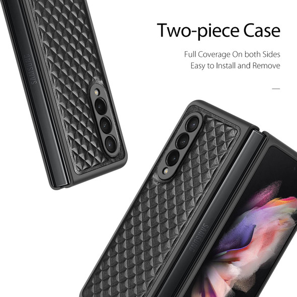 Samsung Galaxy Z Fold3 5G DUX DUCIS Venice Series Shockproof Genuine Leather Phone Case(Black)