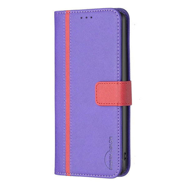 OPPO A94 4G BF13 Color Matching Cross Texture Leather Phone Case(Purple)