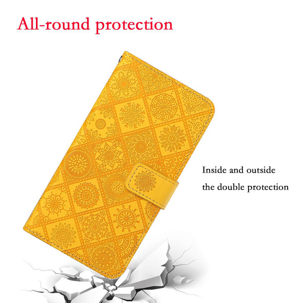 OPPO A54 Ethnic Style Embossed Pattern Leather Phone Case(Yellow)