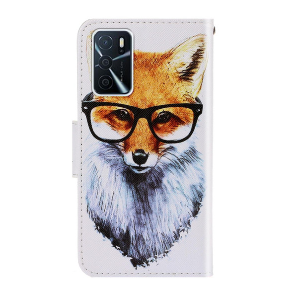 OPPO A16 3D Colored Drawing Leather Phone Case(Fox)