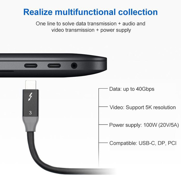100W USB-C / Type-C 4.0 Male to USB-C / Type-C 4.0 Male Two-color Full-function Data Cable for Thunderbolt 3, Cable Length:1.22m