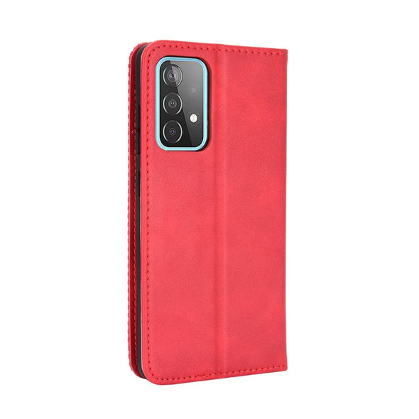 Samsung Galaxy A72 5G Magnetic Buckle Retro Crazy Horse Texture Horizontal Flip Leather Case with Holder & Card Slots & Photo Frame(Red)