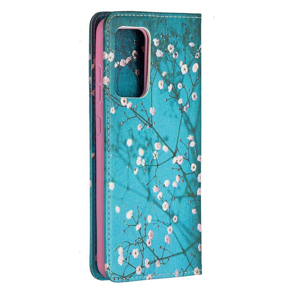 Samsung Galaxy A52 5G/ 4G Colored Drawing Pattern Invisible Magnetic Horizontal Flip PU Leather Case with Holder & Card Slots & Wallet(Plum Blossom)