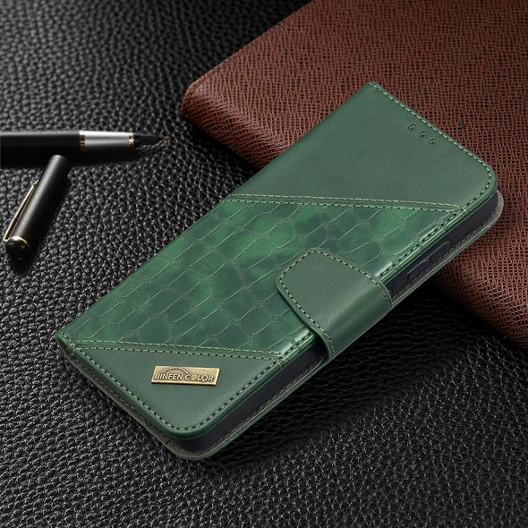 Samsung Galaxy A52 5G Matching Color Crocodile Texture Horizontal Flip PU Leather Case with Wallet & Holder & Card Slots(Green)