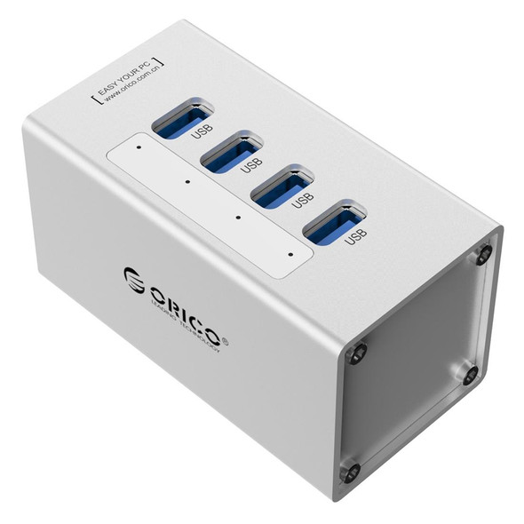 ORICO A3H4 Aluminum High Speed 4 Ports USB 3.0 HUB with 12V/2.5A Power Supply for Laptops(Silver)