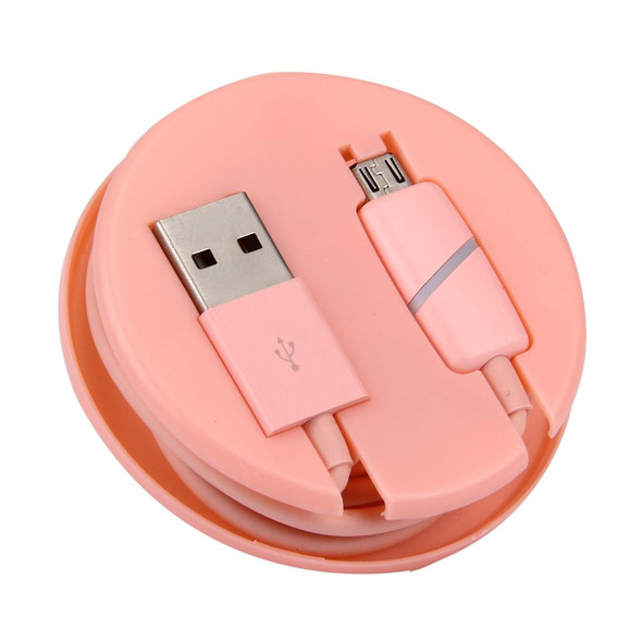 1M Circular Bobbin Gift Box Style Micro USB to USB 2.0 Data Sync Cable with LED Indicator Light, - Samsung, HTC, Sony, Huawei, Xiaomi(Pink)