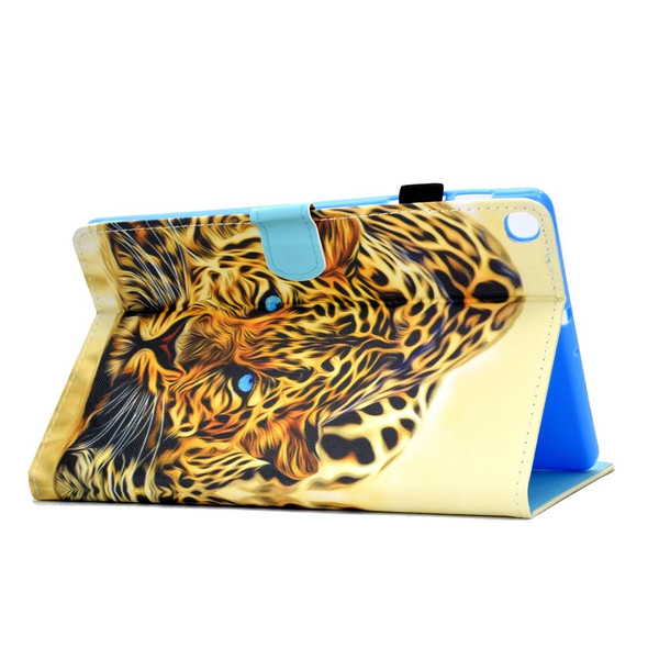 Colored Drawing Pattern Horizontal Flip PU Leatherette Case with Holder & Card Slots - Galaxy Tab A 10.1 (2019) / T510 / T515(Leopard)