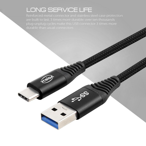 1.2m Nylon Braided Cord USB to Type-C Data Sync Charge Cable with 110 Copper Wires, Support Fast Charging, - Galaxy, Huawei, Xiaomi, LG, HTC and Other Smart Phones(Black)