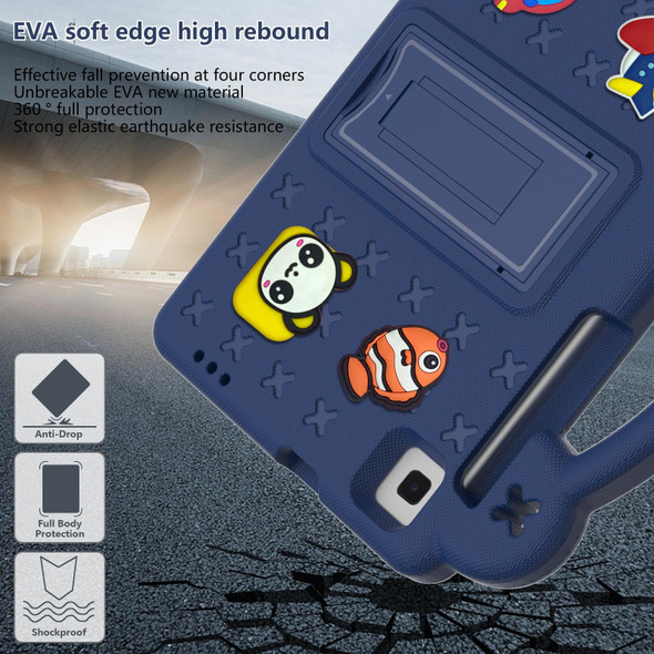 Samsung Galaxy Tab A 8.0 2019 T290 / T295 Handle Kickstand Children EVA Shockproof Tablet Case(Navy Blue)