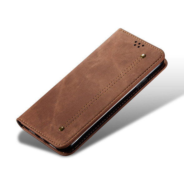 Xiaomi Redmi K40 / K40 Pro / K40 Pro+ Denim Texture Casual Style Horizontal Flip Leather Case with Holder & Card Slots & Wallet(Brown)