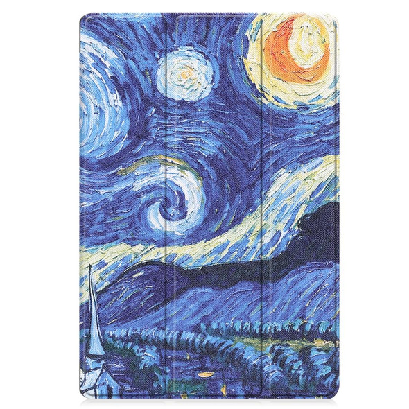 Samsung Galaxy Tab S8+ / Tab S8 Plus / Tab S7 FE / Tab S7+ Custer Painted PU Leather Case with Sleep / Wake-up Function & 3-Fold Holder(Starry Sky)