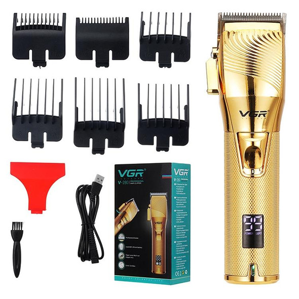 VGR V-280  10W USB Metal Electric Hair Clipper with LED Digital Display (Gold)