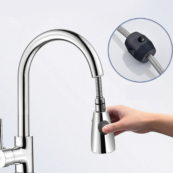 Kitchen Pull-out Faucet Hot And Cold Home 304 Stainless Steel Retractable Rotating Faucet, Style:Plating 304