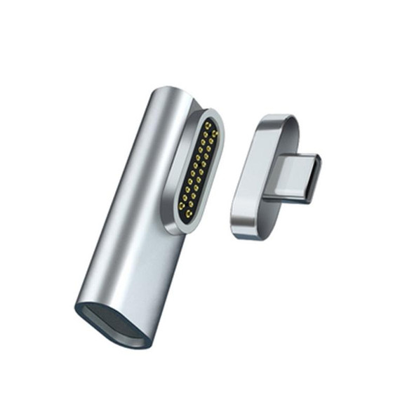 20 Pin Elbow Magnetic USB-C / Type-C Adapter Support Charging and 4K Video Transferring(Silver)