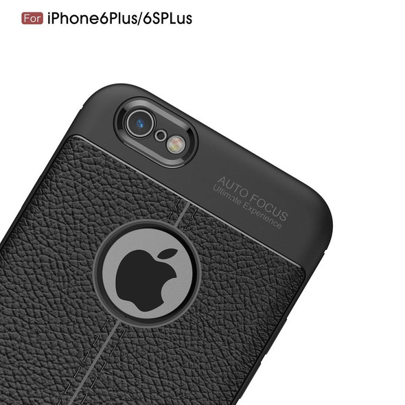 iPhone 6 Plus & 6s Plus Litchi Texture TPU Protective Back Cover Case (Black)