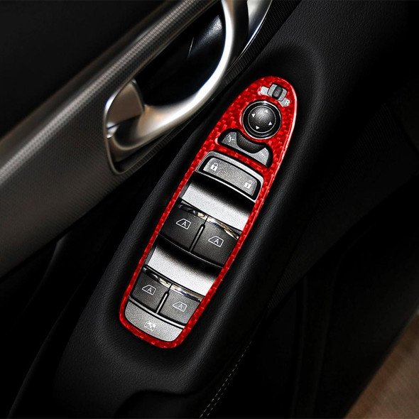 Car Carbon Fiber A Style Window Glass Lift Panel Decorative Sticker for Infiniti Q50 2014-2020, Left Drive (Red)