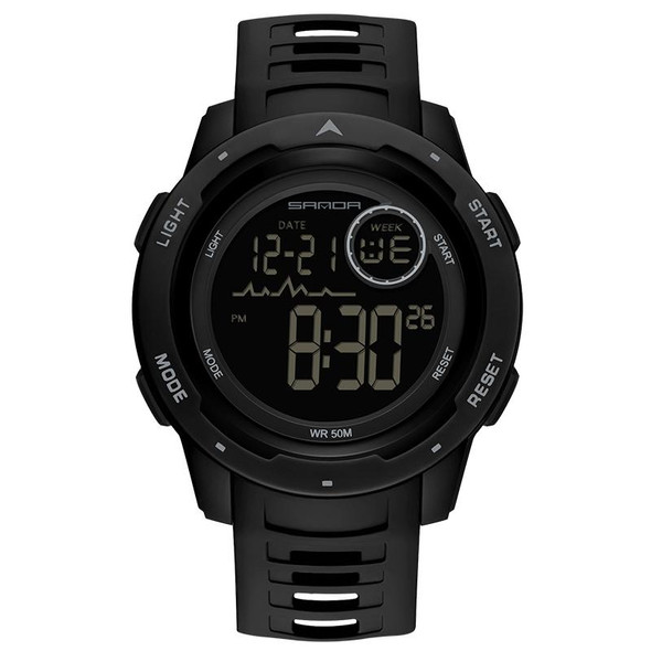 SANDA 2125 Luminous Waterproof Dual Display Electronic Watch(Black)