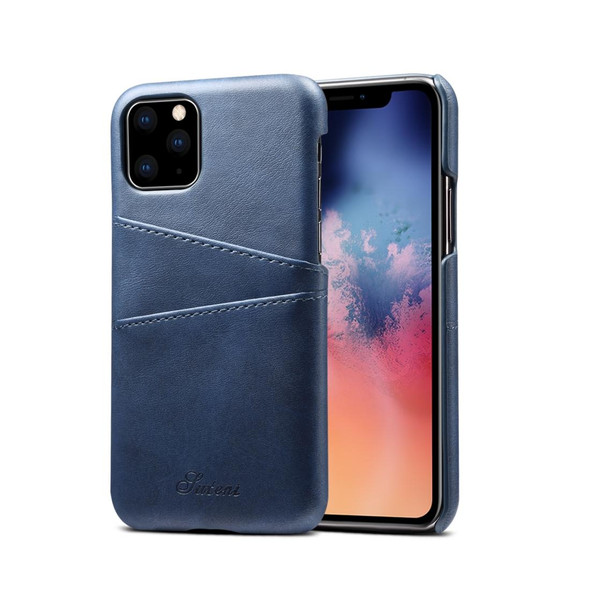 Suteni Calf Texture Back Cover Protective Case with Card Slots for iPhone 11 Pro Max(Blue)