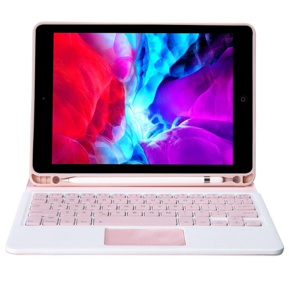 YT11B-A Detachable Candy Color Bluetooth Keyboard Leather Tablet Case with Touch Pad & Pen Slot & Holder for iPad Pro 11 inch 2021 (Pink)