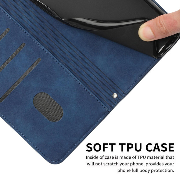 Tecno Camon 18 Premier Skin Feel Heart Pattern Leather Phone Case With Lanyard(Blue)