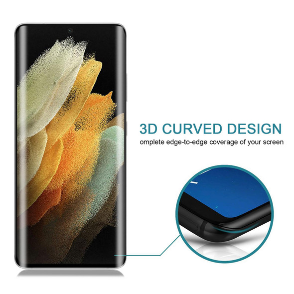 Samsung Galaxy S21 Ultra 5G 25 PCS Full Glue 9H HD 3D Curved Edge Tempered Glass Film(Black)