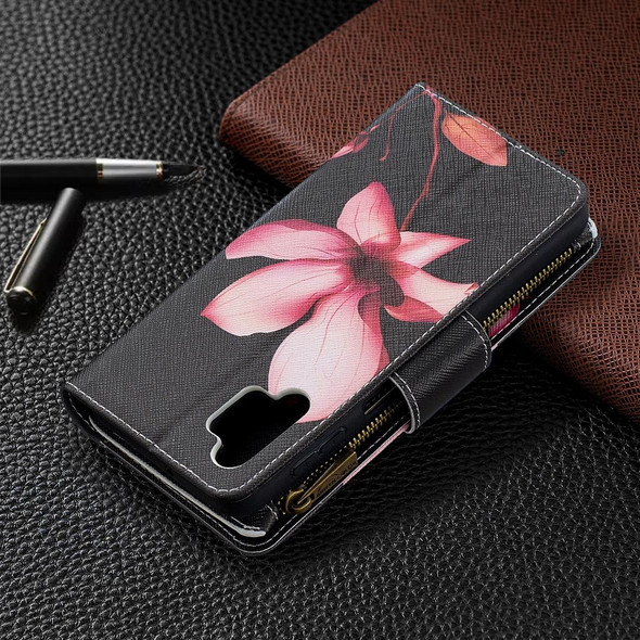 Samsung Galaxy A32 5G Colored Drawing Pattern Zipper Horizontal Flip Leather Case with Holder & Card Slots & Wallet(Lotus)