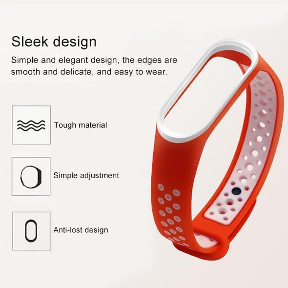 Colorful Silicone Wrist Strap Watch Band for Xiaomi Mi Band 3 & 4(Black Red)