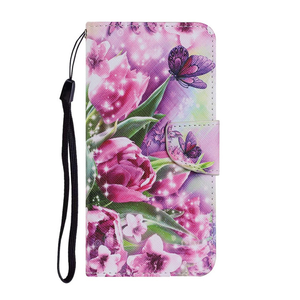 Samsung Galaxy Note 20 Ultra Coloured Drawing Pattern Horizontal Flip PU Leather Case with Holder & Card Slots & Wallet & Lanyard(Rose Butterfly)